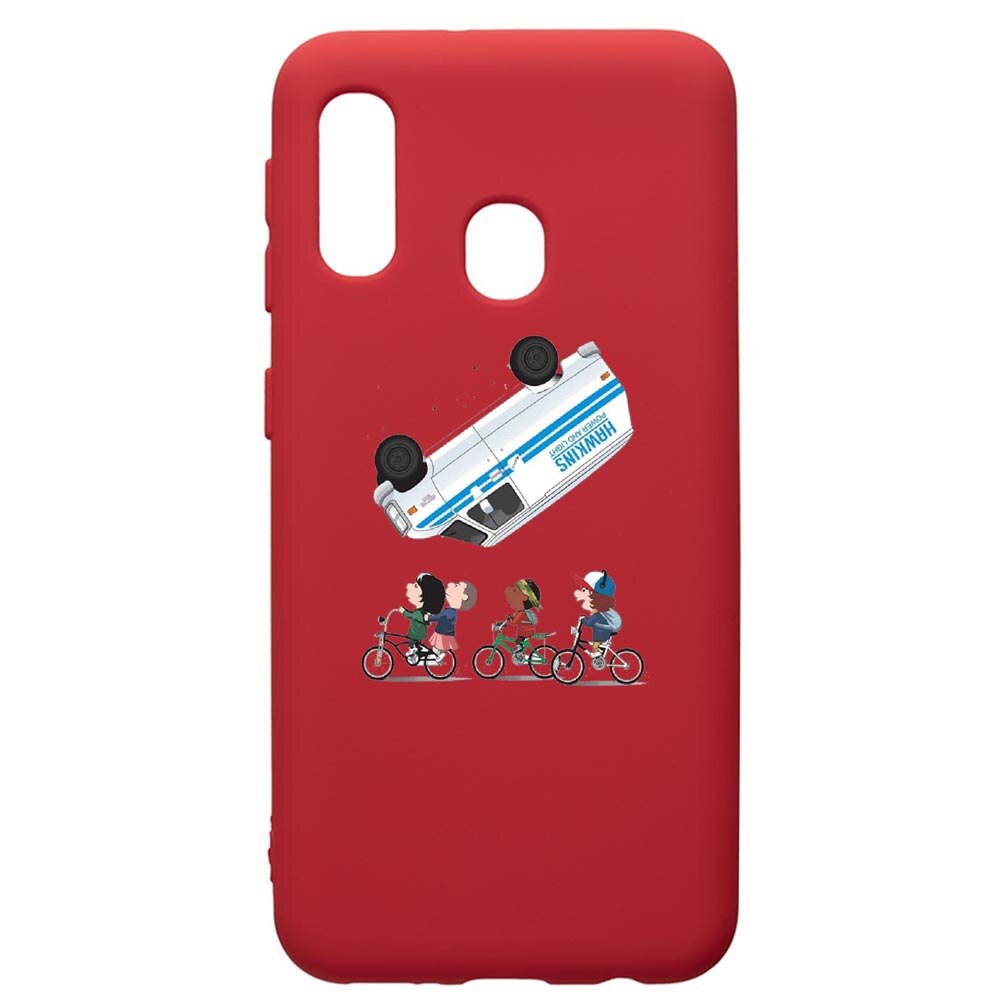 Husa de protectie Samsung Galaxy A40, Stranger Things, silicon, cu interiorul din material textil, protectie camera, Red, PR370