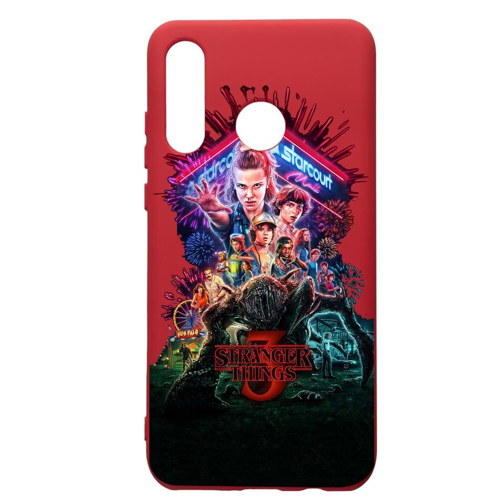 Husa de protectie Huawei P30 Lite, Stranger Things, silicon, cu interiorul din material textil, protectie camera, Red, PR372