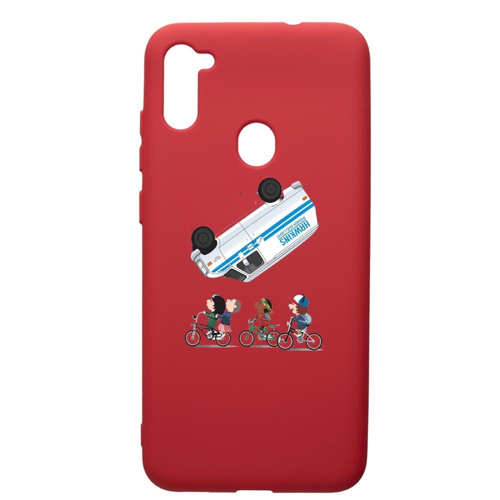 Husa de protectie Samsung Galaxy A11, Stranger Things, silicon, cu interiorul din material textil, protectie camera, Red, PR370