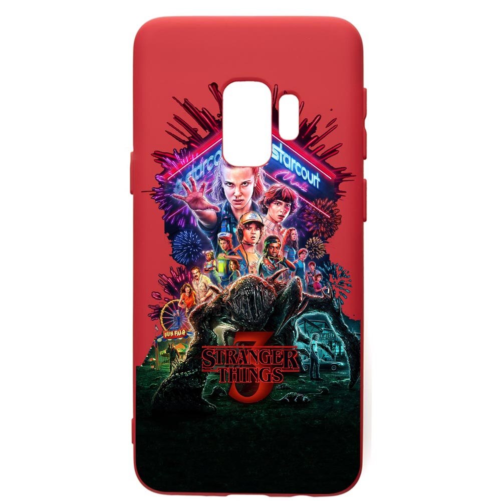 Husa de protectie Samsung Galaxy S9, Stranger Things, silicon, cu interiorul din material textil, protectie camera, Red, PR372