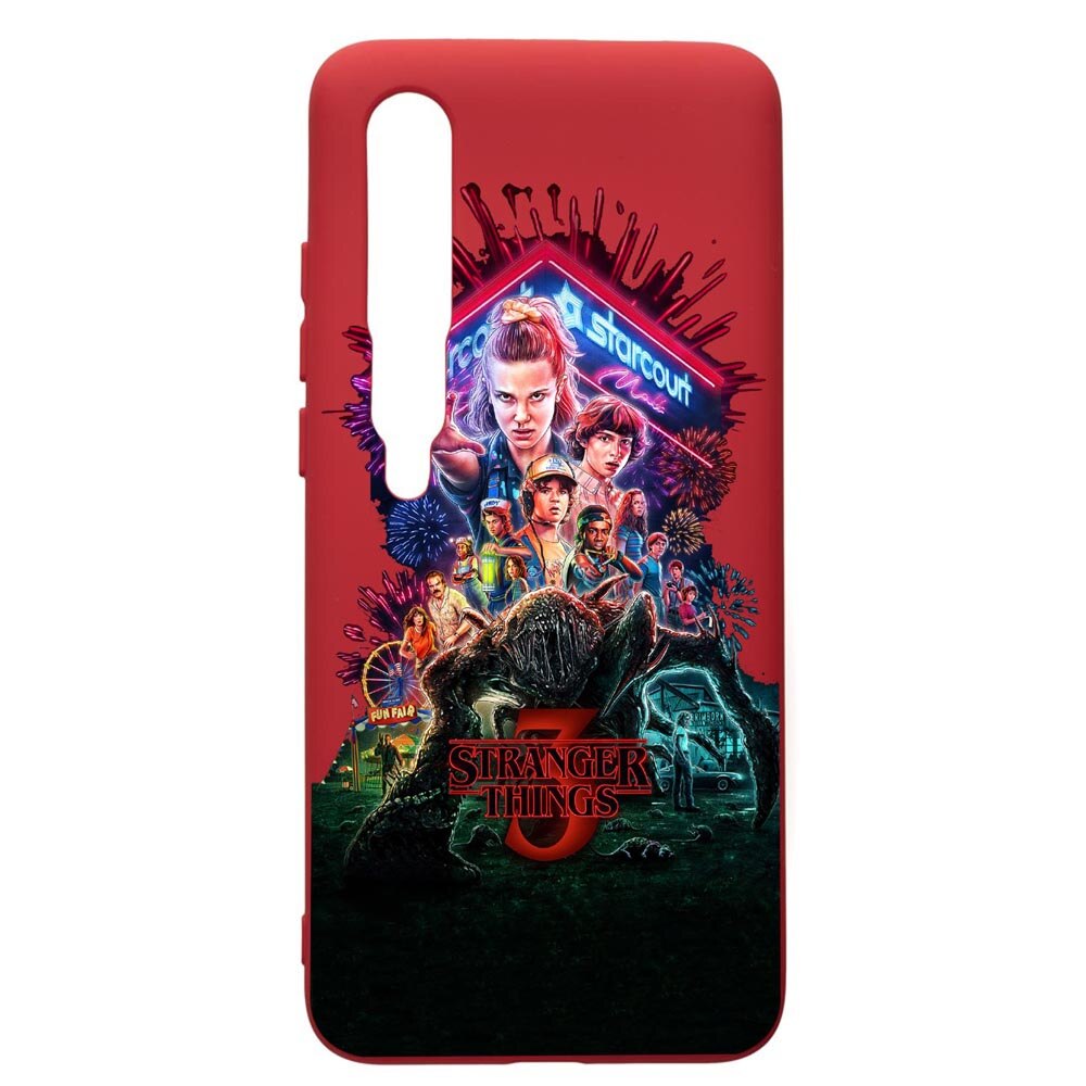 Husa de protectie Xiaomi Mi 10 / Mi 10 Pro, Stranger Things, silicon, cu interiorul din material textil, protectie camera, Red, PR372
