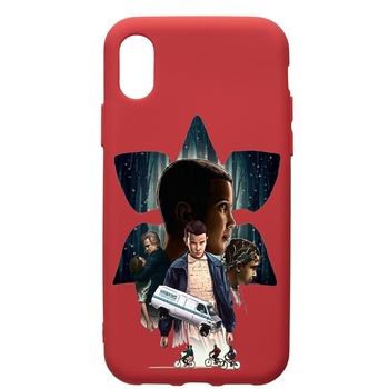 Husa de protectie Apple iPhone XR, Stranger Things, silicon, cu interiorul din material textil, protectie camera, Red, PR373 Husa de protectie Apple iPhone XR, Stranger Things, silicon, cu interiorul din material textil, protectie camera, Red, PR373