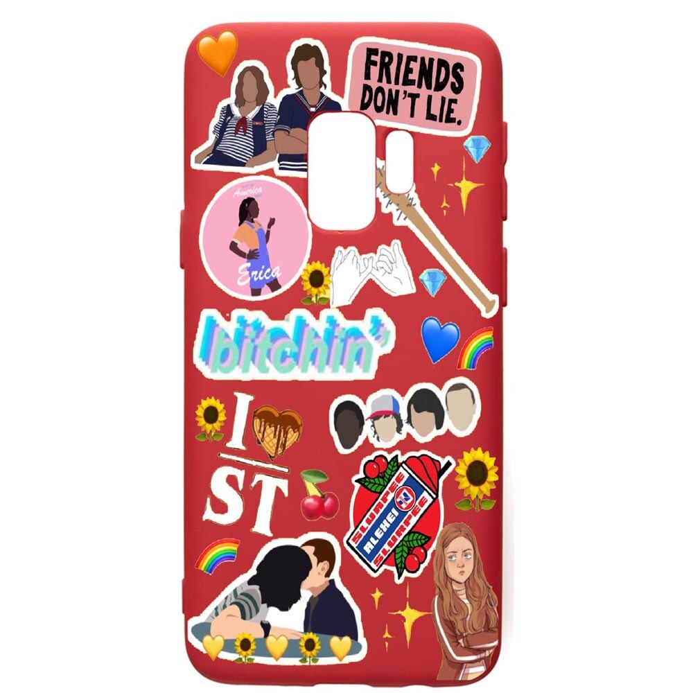 Husa de protectie Samsung Galaxy S9, Stranger Things, silicon, cu interiorul din material textil, protectie camera, Red, PR376