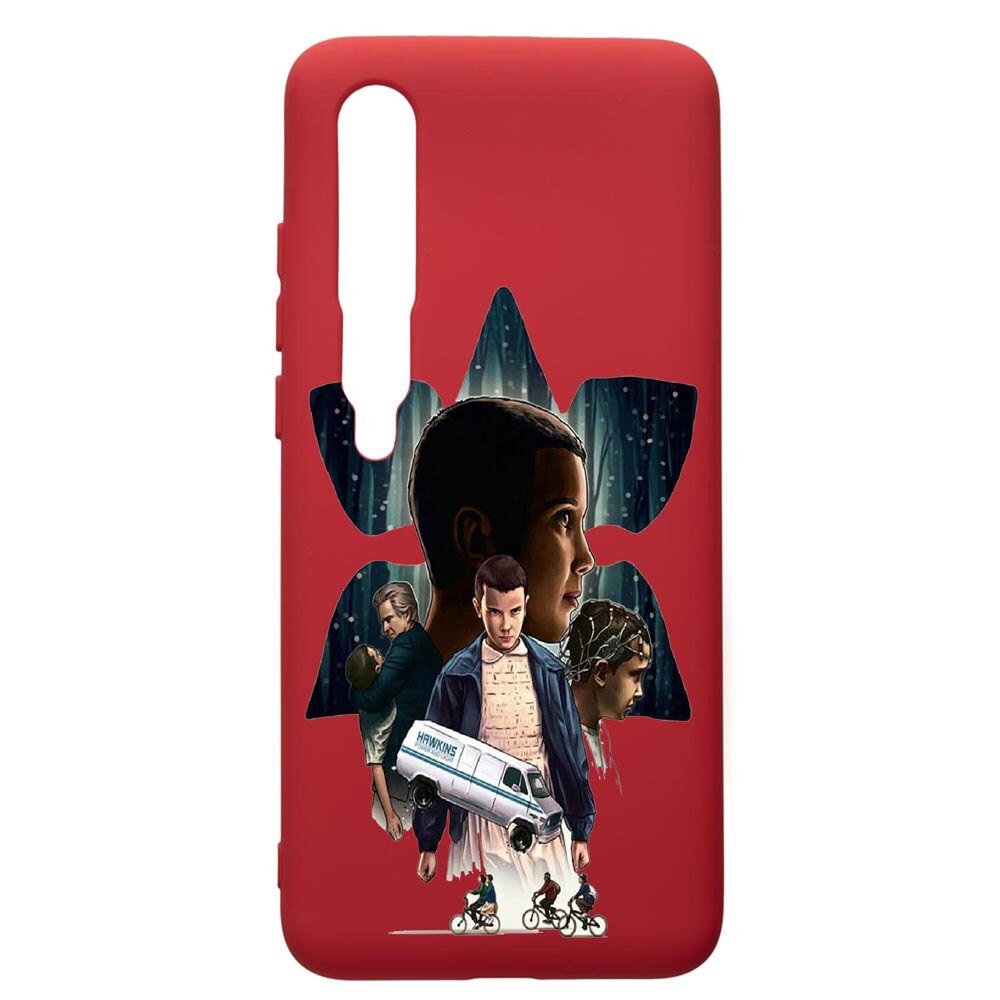 Husa de protectie Xiaomi Mi 10 / Mi 10 Pro, Stranger Things, silicon, cu interiorul din material textil, protectie camera, Red, PR373