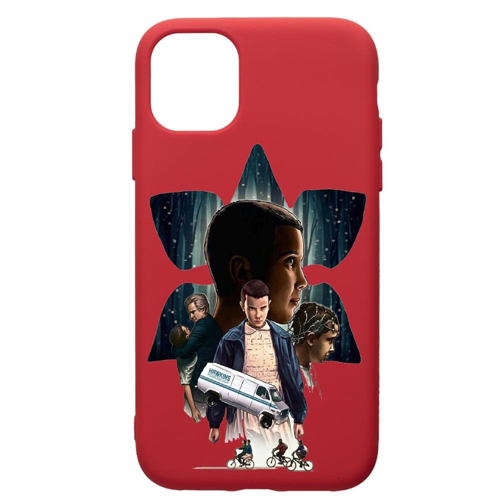 Husa de protectie Apple iPhone 12 Mini, Stranger Things, silicon, cu interiorul din material textil, protectie camera, Red, PR373