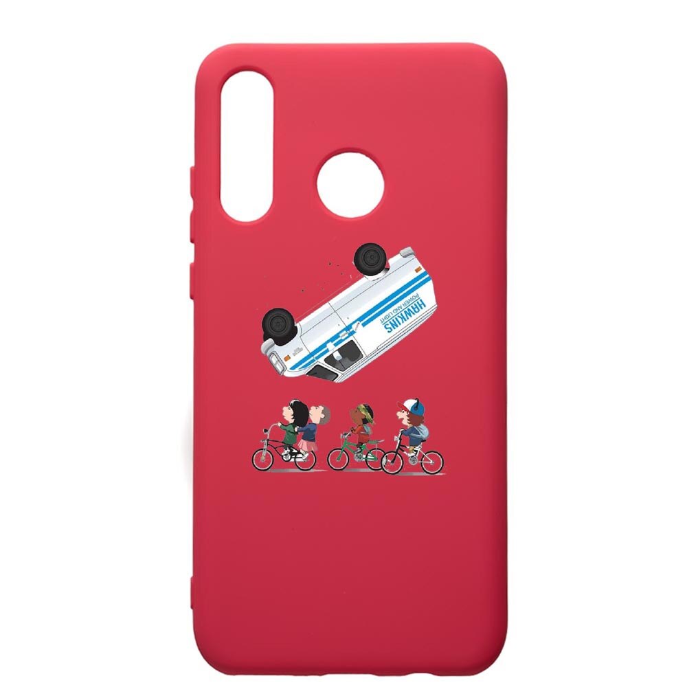 Husa de protectie Huawei P30 Lite, Stranger Things, silicon, cu interiorul din material textil, protectie camera, Maroon, PM370