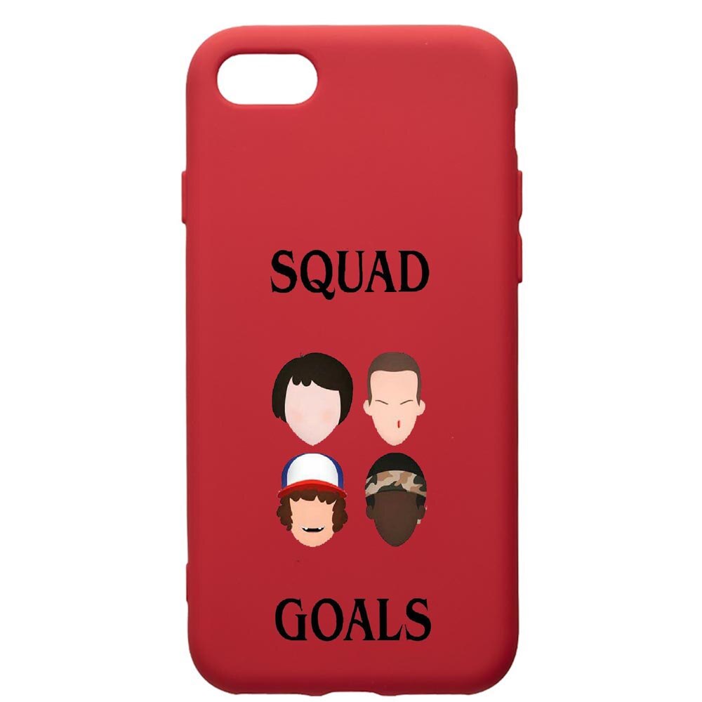 Husa de protectie Apple iPhone 8 Plus / iPhone 7 Plus, Stranger Things, silicon, cu interiorul din material textil, protectie camera, Red, PR374