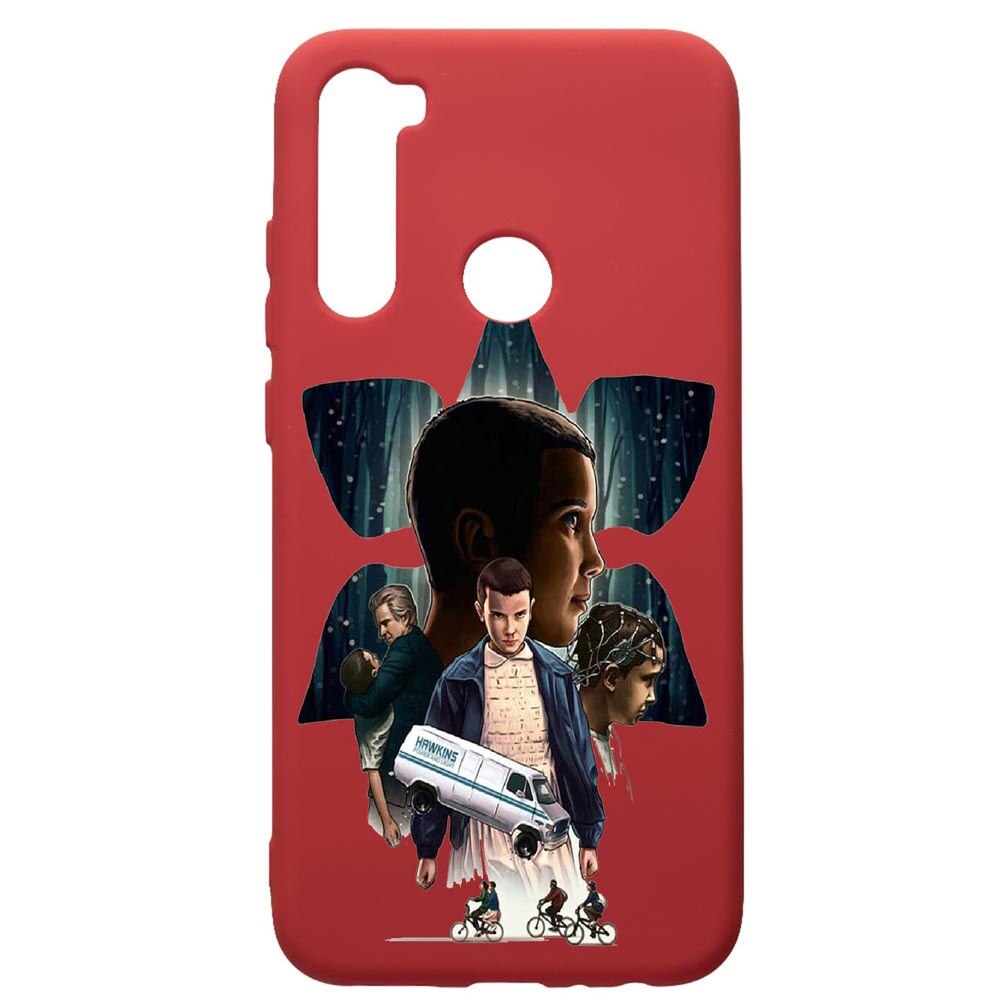 Husa de protectie Xiaomi Redmi Note 8, Stranger Things, silicon, cu interiorul din material textil, protectie camera, Red, PR373