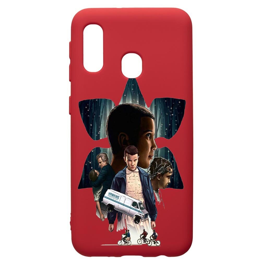 Husa de protectie Samsung Galaxy A40, Stranger Things, silicon, cu interiorul din material textil, protectie camera, Red, PR373