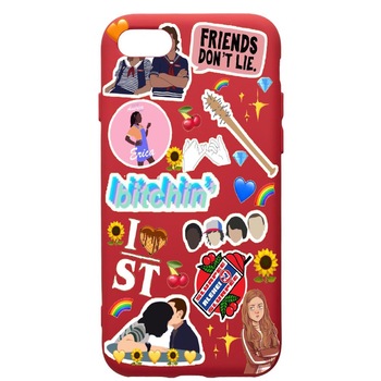Husa de protectie Apple iPhone SE 2 / iPhone 8 / iPhone 7, Stranger Things, silicon, cu interiorul din material textil, protectie camera, Red, PR376 Husa de protectie Apple iPhone SE 2 / iPhone 8 / iPhone 7, Stranger Things, silicon, cu interiorul din material textil, protectie camera, Red, PR376