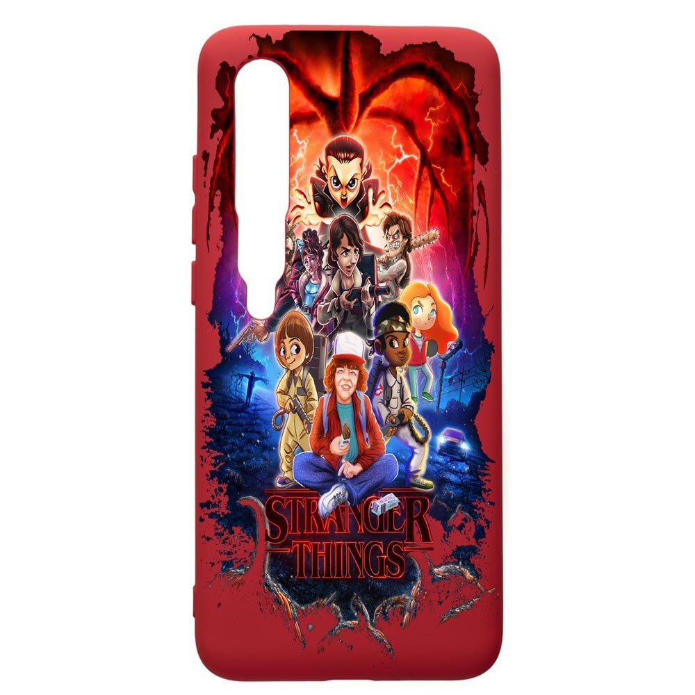 Husa de protectie Xiaomi Mi 10 / Mi 10 Pro, Stranger Things, silicon, cu interiorul din material textil, protectie camera, Red, PR377