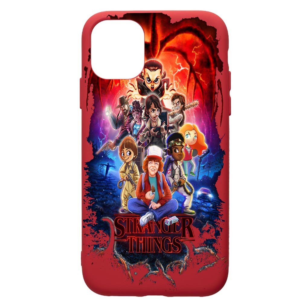 Husa de protectie Apple iPhone 11 Pro, Stranger Things, silicon, cu interiorul din material textil, protectie camera, Red, PR377