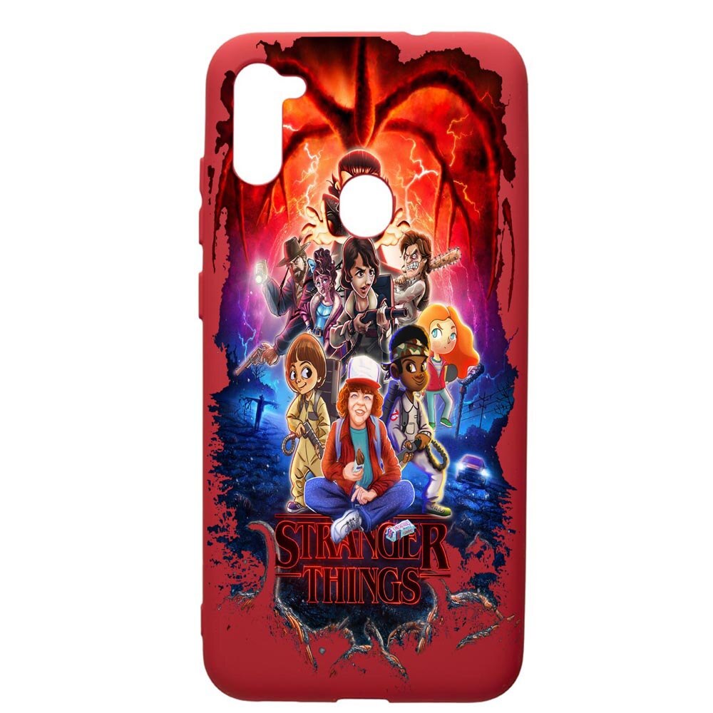Husa de protectie Samsung Galaxy A11, Stranger Things, silicon, cu interiorul din material textil, protectie camera, Red, PR377