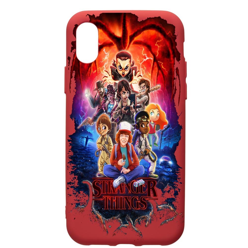 Husa de protectie Apple iPhone XR, Stranger Things, silicon, cu interiorul din material textil, protectie camera, Red, PR377