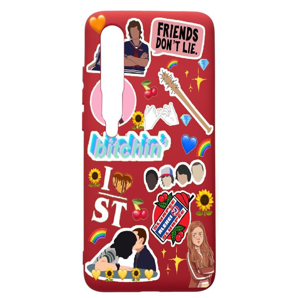 Husa de protectie Xiaomi Mi 10 / Mi 10 Pro, Stranger Things, silicon, cu interiorul din material textil, protectie camera, Red, PR376