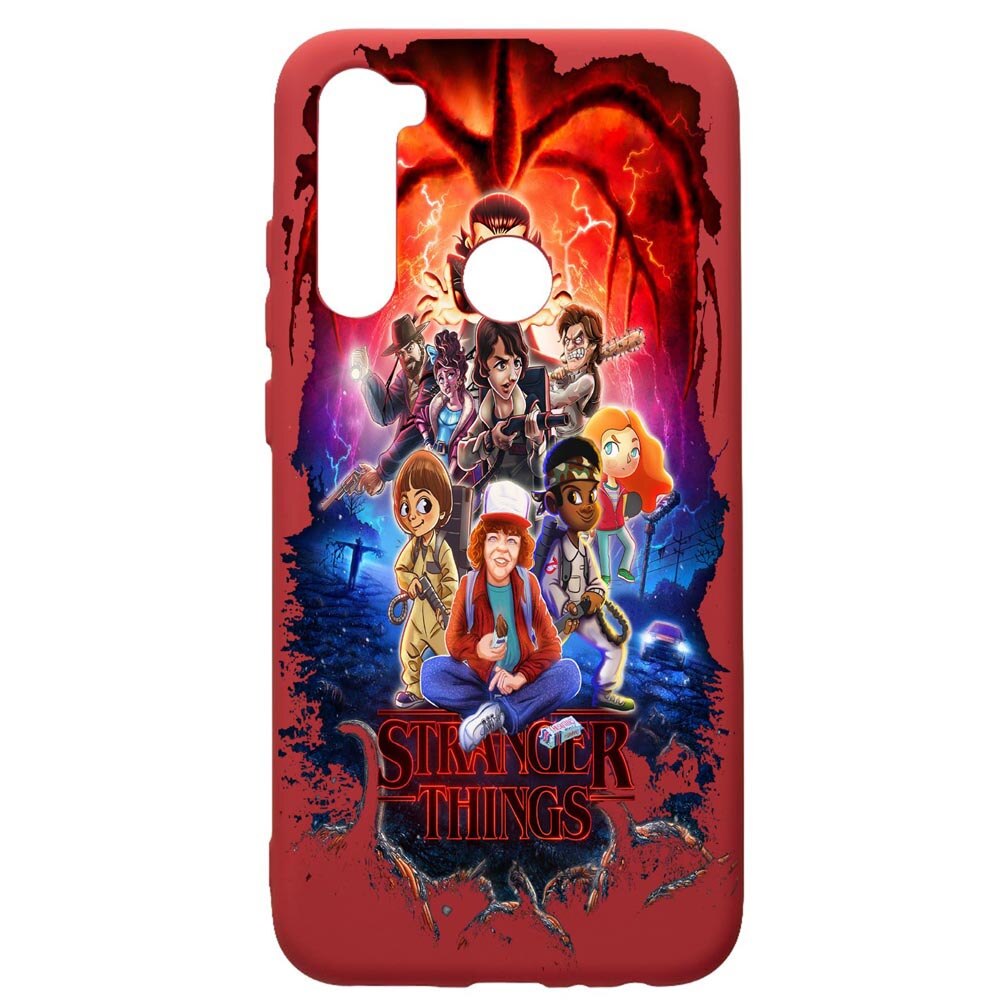 Husa de protectie Xiaomi Redmi Note 8, Stranger Things, silicon, cu interiorul din material textil, protectie camera, Red, PR377
