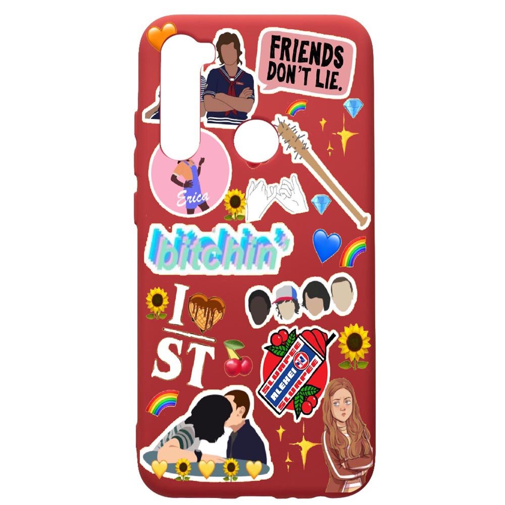 Husa de protectie Xiaomi Redmi Note 8, Stranger Things, silicon, cu interiorul din material textil, protectie camera, Red, PR376