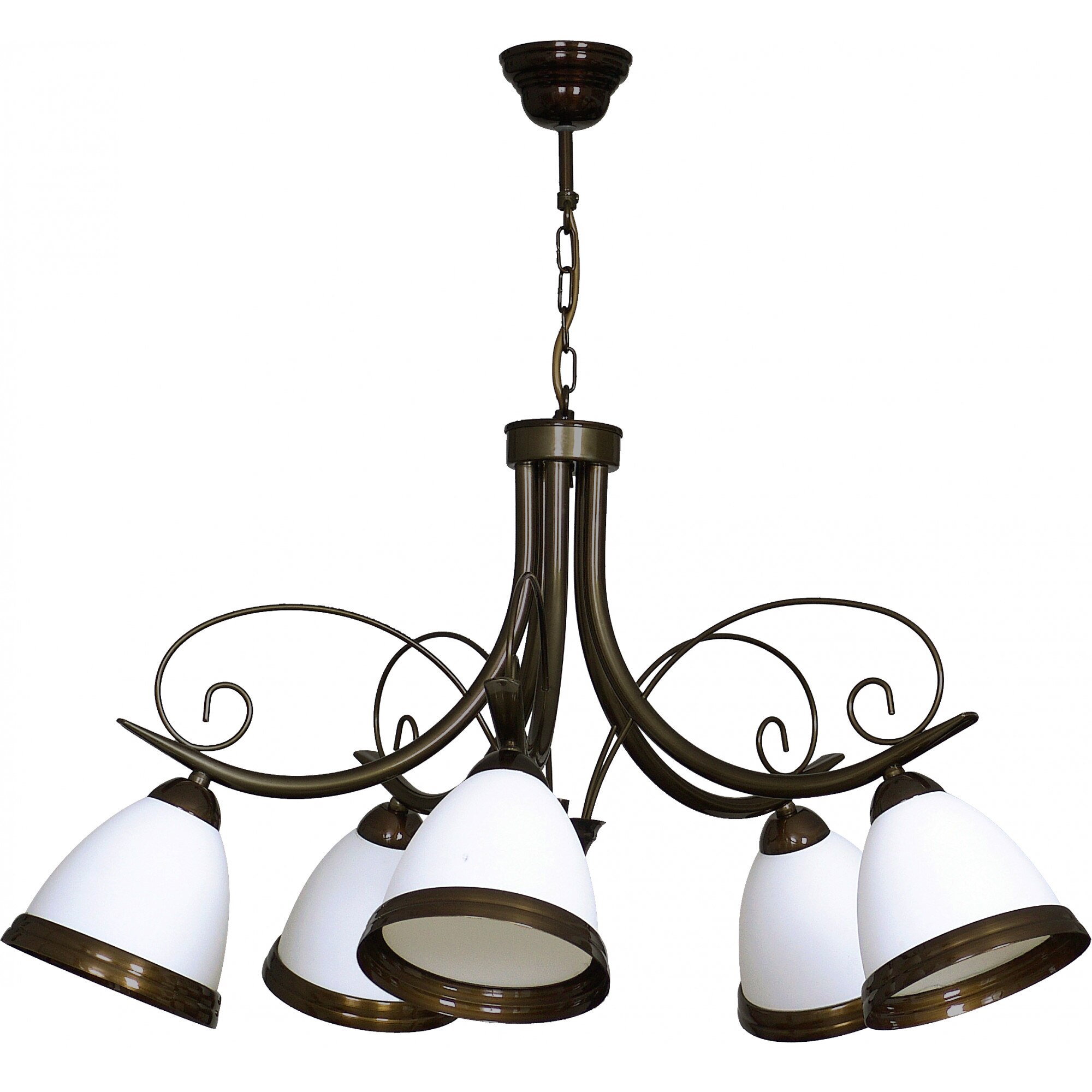 Lustra ESL Monna, 5x60W, E27, Metal/Sticla, Maro/Alb