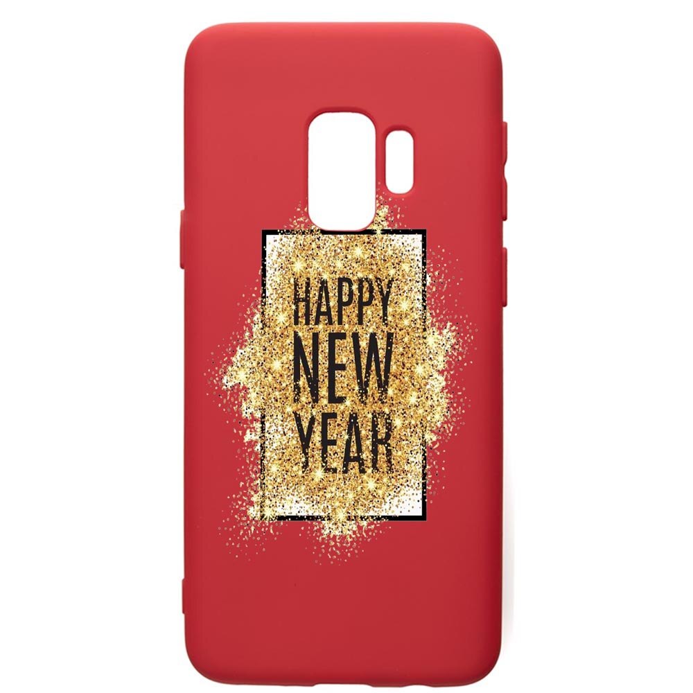 Husa de protectie Samsung Galaxy S9, Happy New Year, silicon, cu interiorul din material textil, protectie camera, Red, PR355