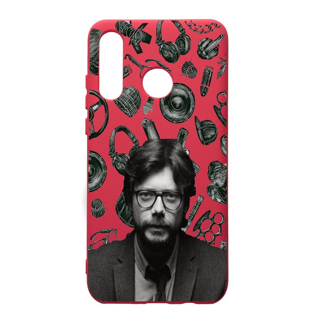 Husa de protectie Huawei P30 Lite, La Casa De Papel - Profesor, silicon, cu interiorul din material textil, protectie camera, Maroon, PM388