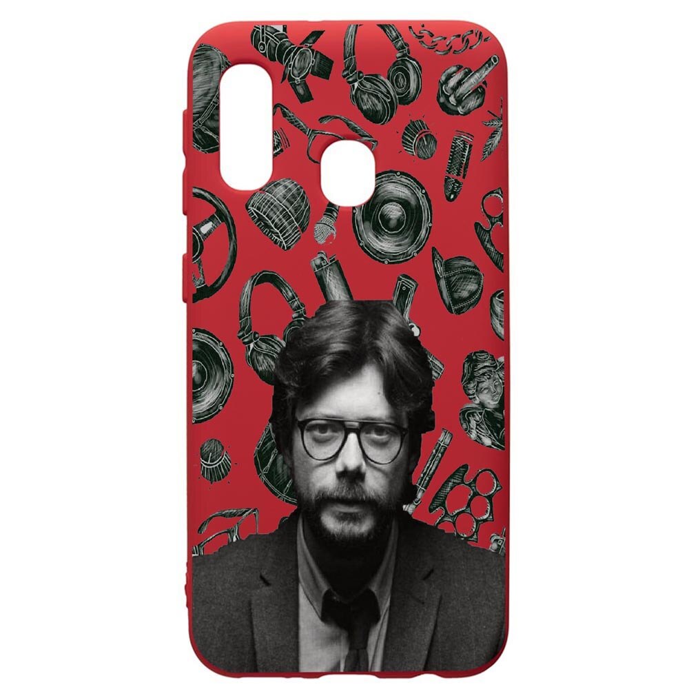 Husa de protectie Samsung Galaxy A40, La Casa De Papel - Profesor, silicon, cu interiorul din material textil, protectie camera, Red, PR388