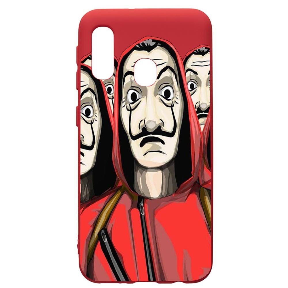 Husa de protectie Samsung Galaxy A40, La Casa De Papel, silicon, cu interiorul din material textil, protectie camera, Red, PR390