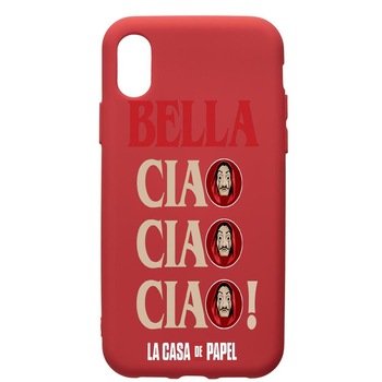 Husa de protectie Samsung Galaxy A01, La Casa De Papel - Ciao Bella, silicon, cu interiorul din material textil, protectie camera, Red, PR391 Husa de protectie Samsung Galaxy A01, La Casa De Papel - Ciao Bella, silicon, cu interiorul din material textil, protectie camera, Red, PR391