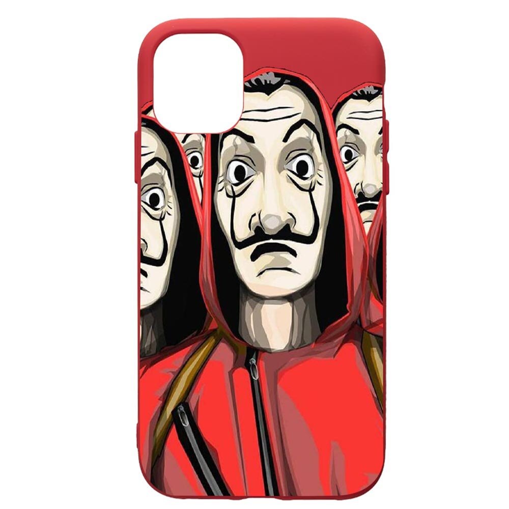 Husa de protectie Apple iPhone 12 Mini, La Casa De Papel, silicon, cu interiorul din material textil, protectie camera, Red, PR390