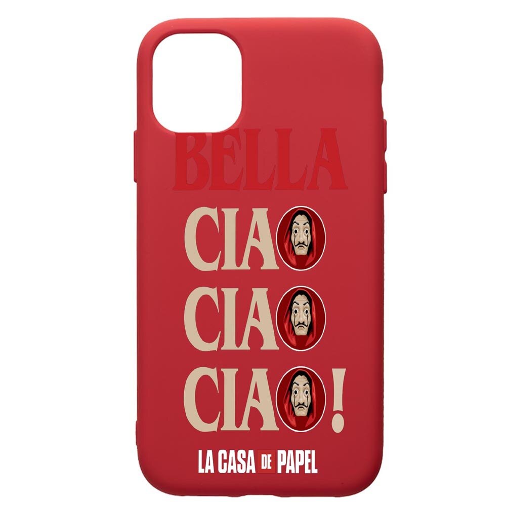 Husa de protectie Apple iPhone 12 Mini, La Casa De Papel - Ciao Bella, silicon, cu interiorul din material textil, protectie camera, Red, PR391
