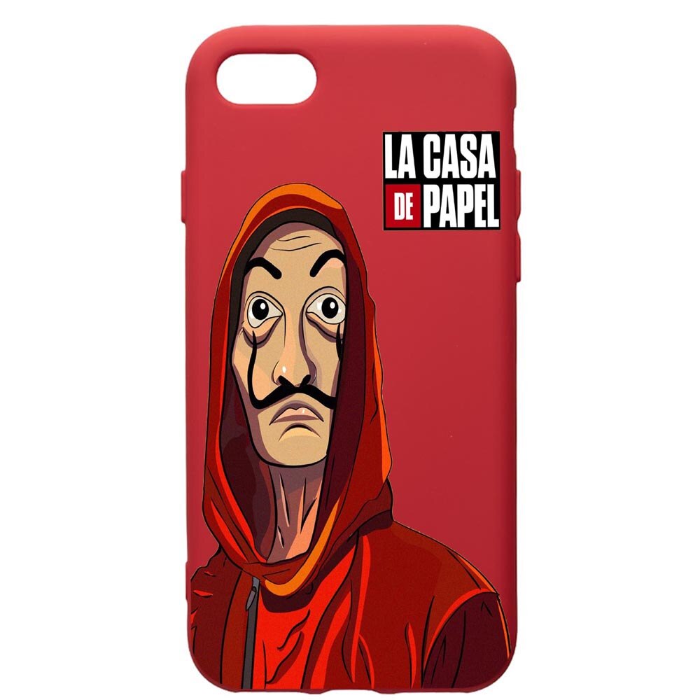 Husa de protectie Apple iPhone 8 Plus / iPhone 7 Plus, La Casa De Papel, silicon, cu interiorul din material textil, protectie camera, Red, PR389