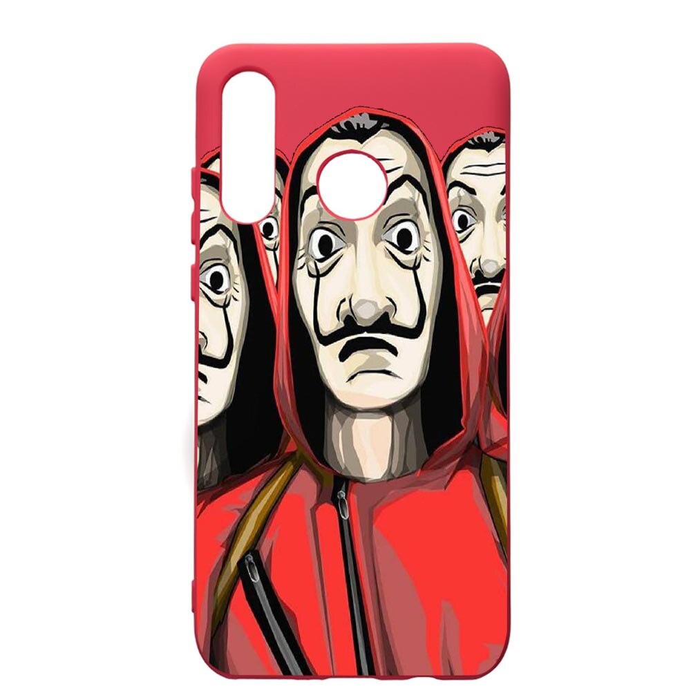 Husa de protectie Huawei P30 Lite, La Casa De Papel, silicon, cu interiorul din material textil, protectie camera, Maroon, PM390