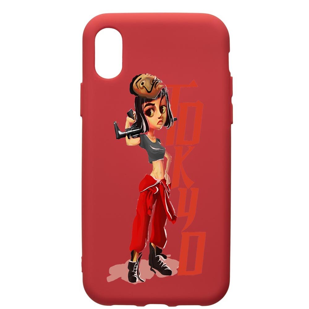 Husa de protectie Xiaomi Redmi 7A, La Casa De Papel, silicon, cu interiorul din material textil, protectie camera, Red, PR394