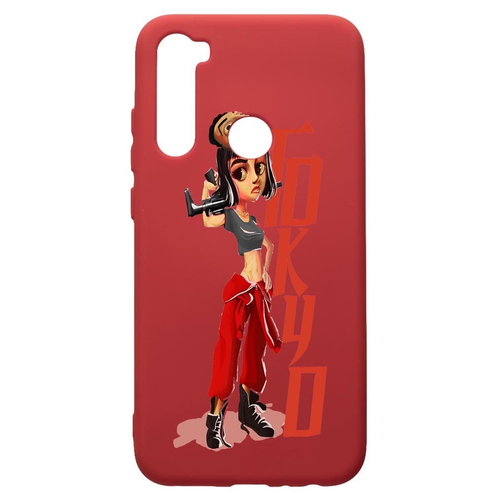 Husa de protectie Xiaomi Redmi Note 8, La Casa De Papel, silicon, cu interiorul din material textil, protectie camera, Red, PR394