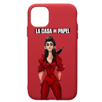 Husa de protectie Apple iPhone 12 Mini, La Casa De Papel - Nairobi, silicon, cu interiorul din material textil, protectie camera, Red, PR393 Husa de protectie Apple iPhone 12 Mini, La Casa De Papel - Nairobi, silicon, cu interiorul din material textil, protectie camera, Red, PR393