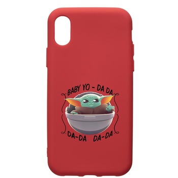 Husa de protectie Xiaomi Redmi 7A, Star Wars Baby Yoda, silicon, cu interiorul din material textil, protectie camera, Red, PR399 Husa de protectie Xiaomi Redmi 7A, Star Wars Baby Yoda, silicon, cu interiorul din material textil, protectie camera, Red, PR399