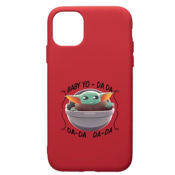 Husa de protectie Apple iPhone 11 Pro, Star Wars Baby Yoda, silicon, cu interiorul din material textil, protectie camera, Red, PR399 Husa de protectie Apple iPhone 11 Pro, Star Wars Baby Yoda, silicon, cu interiorul din material textil, protectie camera, Red, PR399