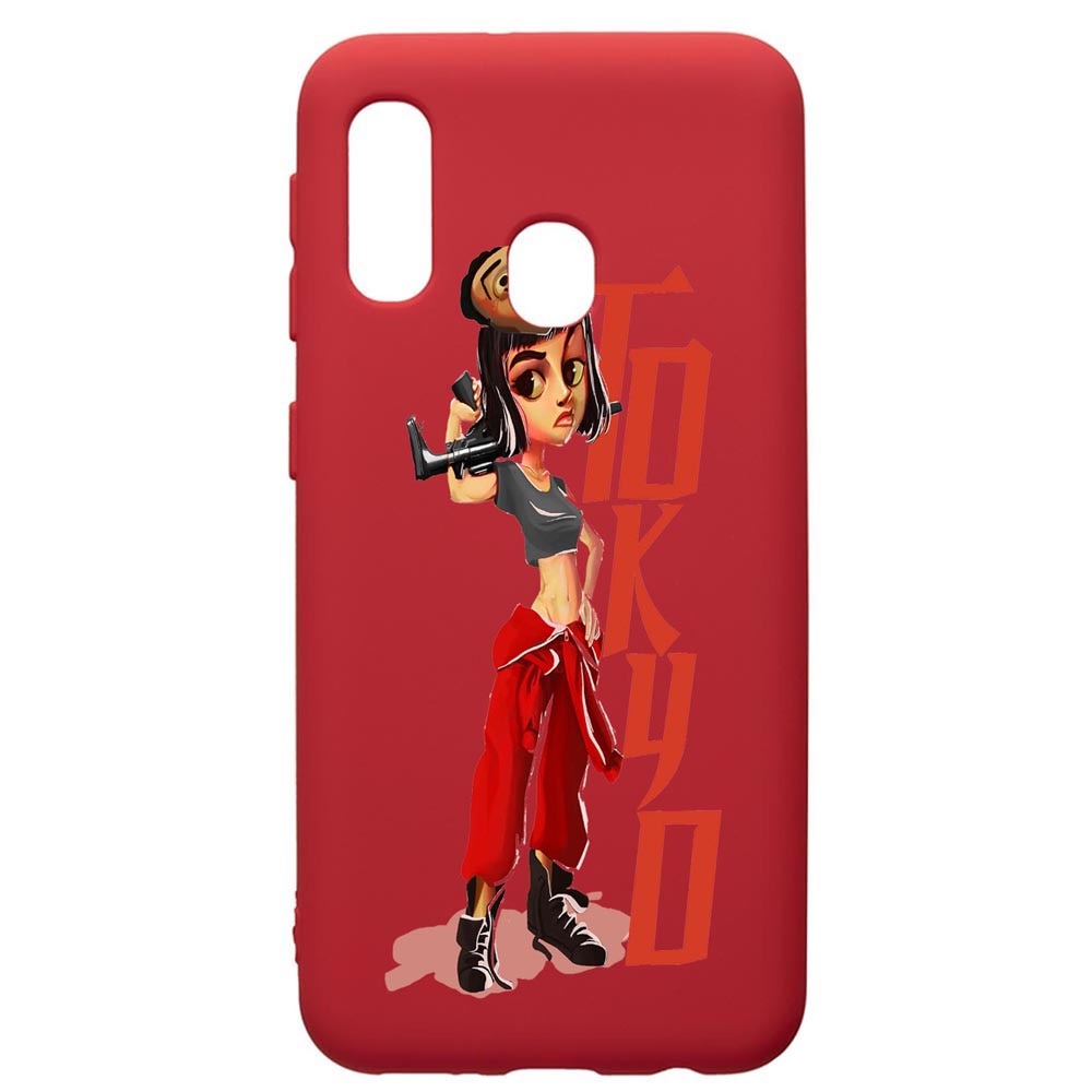 Husa de protectie Samsung Galaxy A40, La Casa De Papel, silicon, cu interiorul din material textil, protectie camera, Red, PR394