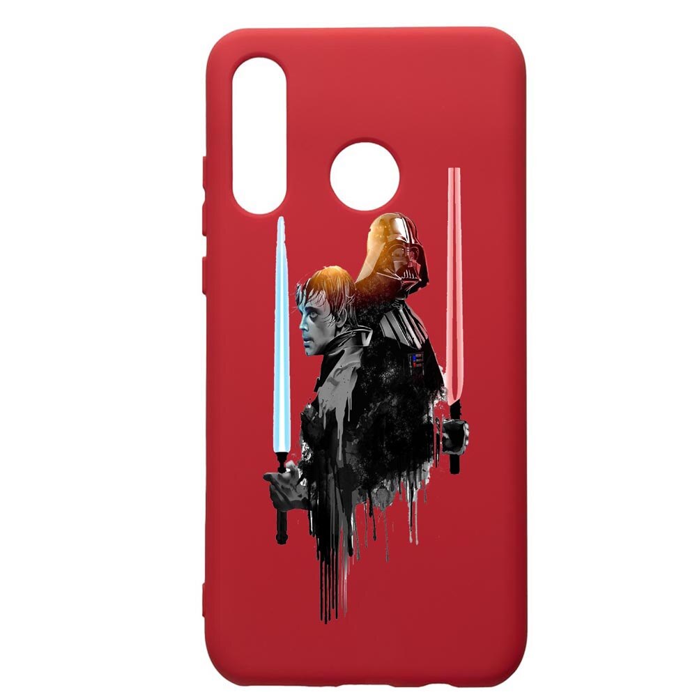 Husa de protectie Huawei P30 Lite, Star Wars Darth Vader Luke, silicon, cu interiorul din material textil, protectie camera, Red, PR398