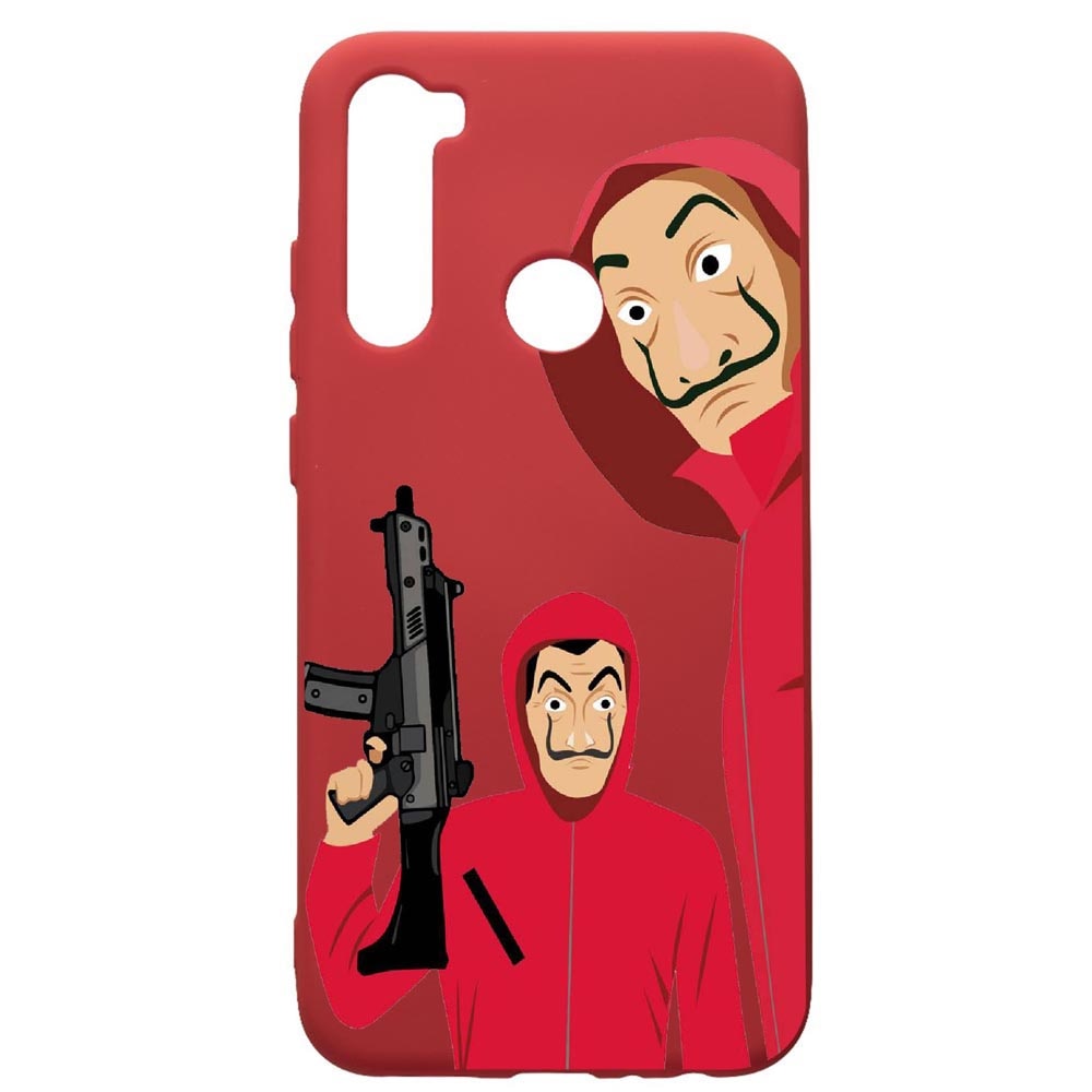 Husa de protectie Xiaomi Redmi Note 8, La Casa De Papel, silicon, cu interiorul din material textil, protectie camera, Red, PR392
