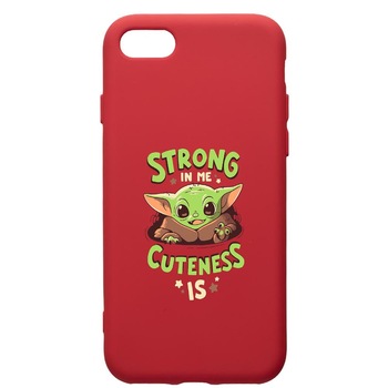 Husa de protectie Apple iPhone SE 2 / iPhone 8 / iPhone 7, Star Wars Baby Yoda, silicon, cu interiorul din material textil, protectie camera, Red, PR400 Husa de protectie Apple iPhone SE 2 / iPhone 8 / iPhone 7, Star Wars Baby Yoda, silicon, cu interiorul din material textil, protectie camera, Red, PR400