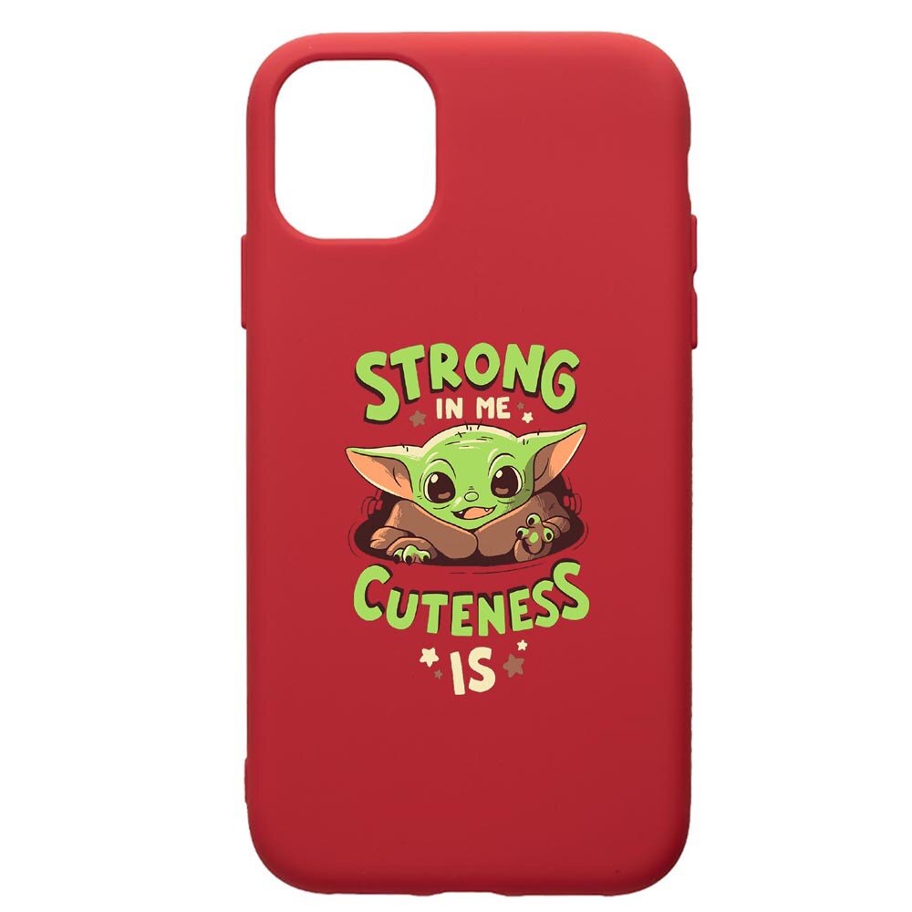 Husa de protectie Apple iPhone 12 Mini, Star Wars Baby Yoda, silicon, cu interiorul din material textil, protectie camera, Red, PR400
