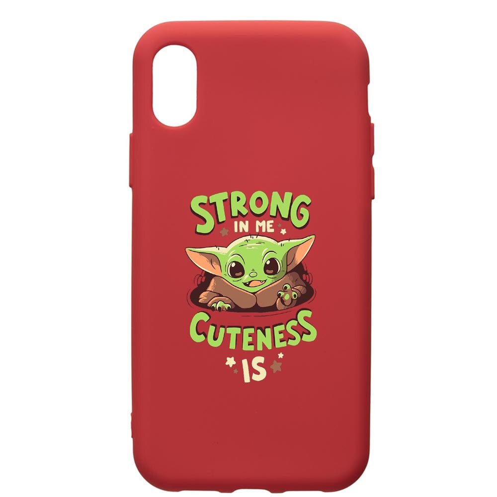 Husa de protectie Apple iPhone XS / iPhone X, Star Wars Baby Yoda, silicon, cu interiorul din material textil, protectie camera, Red, PR400