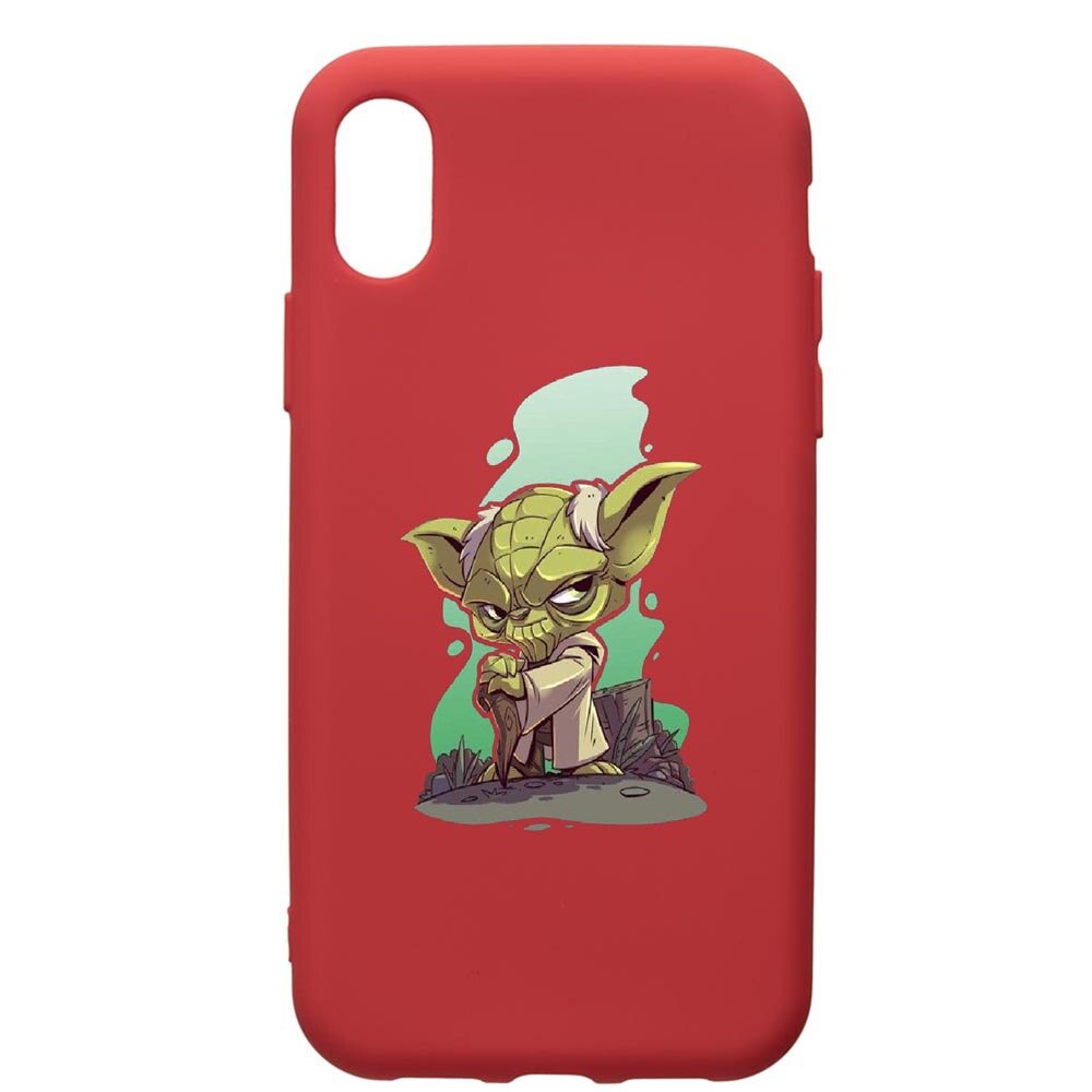 Husa de protectie Apple iPhone XR, Star Wars Yoda, silicon, cu interiorul din material textil, protectie camera, Red, PR403