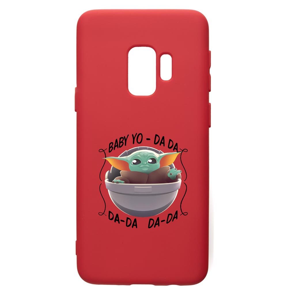 Husa de protectie Samsung Galaxy S9, Star Wars Baby Yoda, silicon, cu interiorul din material textil, protectie camera, Red, PR399