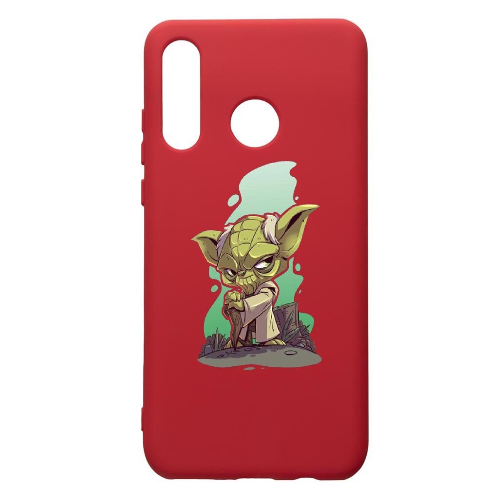 Husa de protectie Huawei P30 Lite, Star Wars Yoda, silicon, cu interiorul din material textil, protectie camera, Red, PR403