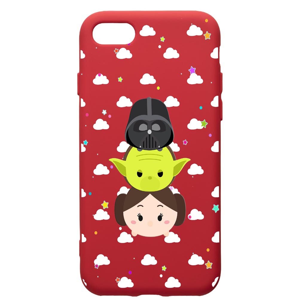 Husa de protectie Apple iPhone 8 Plus / iPhone 7 Plus, Star Wars, silicon, cu interiorul din material textil, protectie camera, Red, PR404