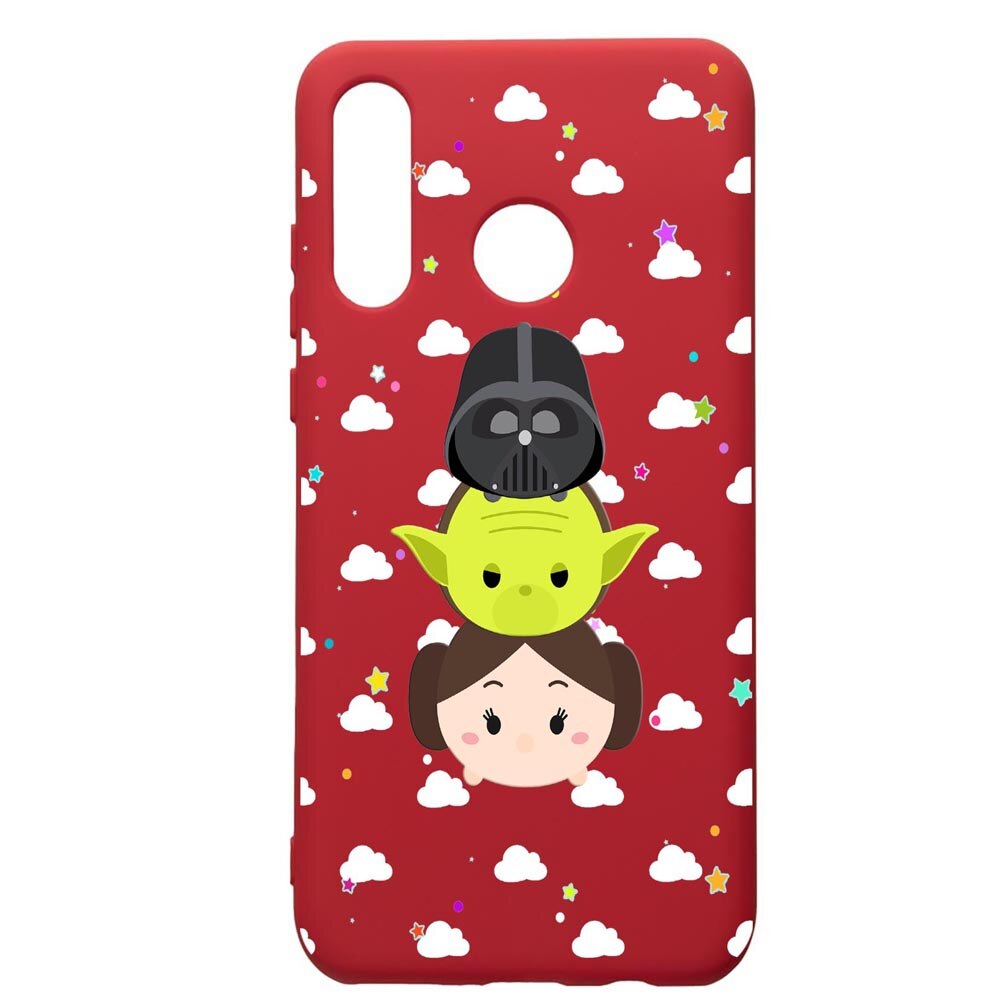 Husa de protectie Huawei P30 Lite, Star Wars, silicon, cu interiorul din material textil, protectie camera, Red, PR404