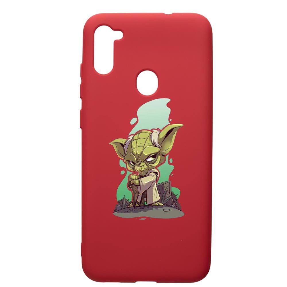 Husa de protectie Samsung Galaxy A11, Star Wars Yoda, silicon, cu interiorul din material textil, protectie camera, Red, PR403