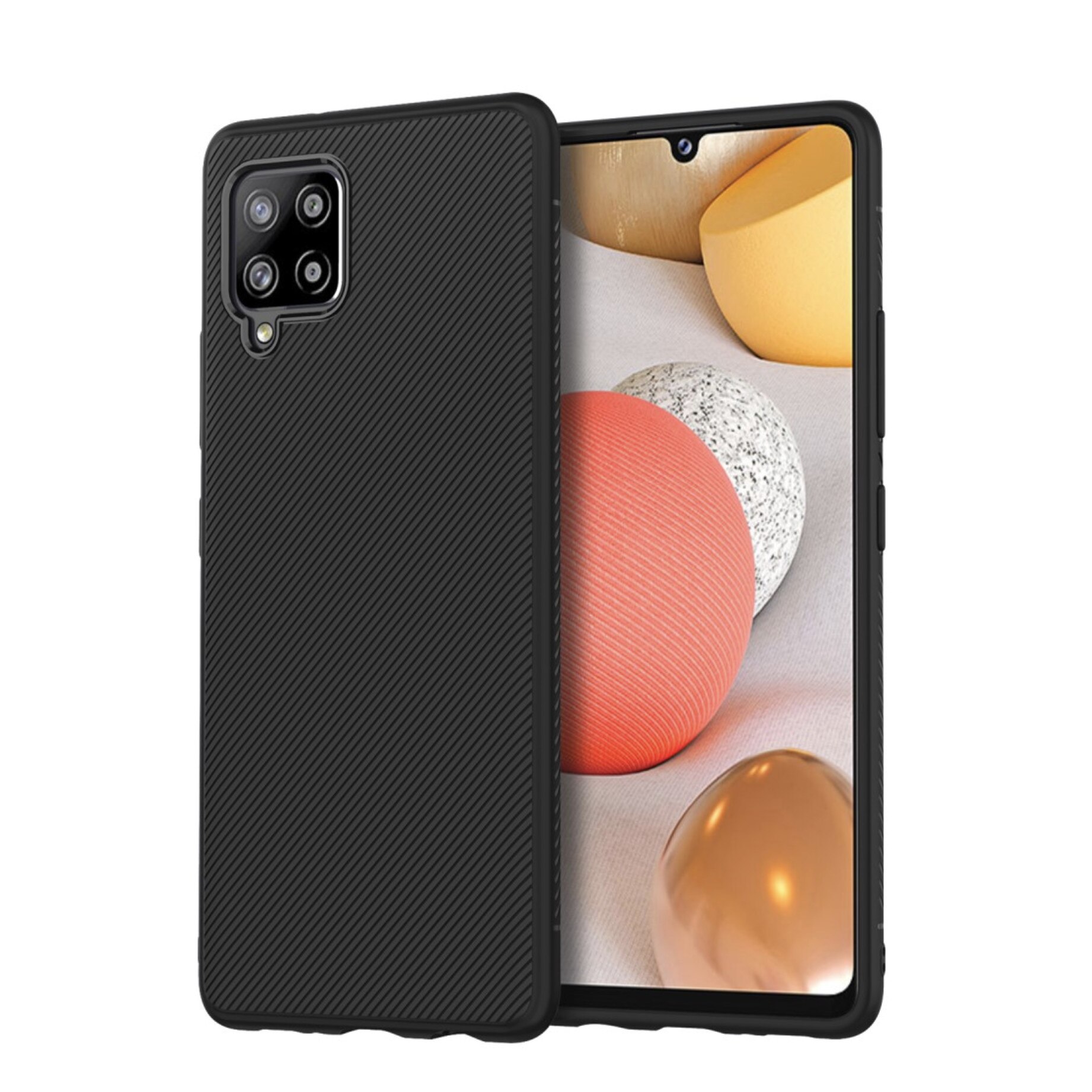 Husa spate, high quality, model Tweed, pentru Samsung Galaxy A42 5G, Negru, BBL2108