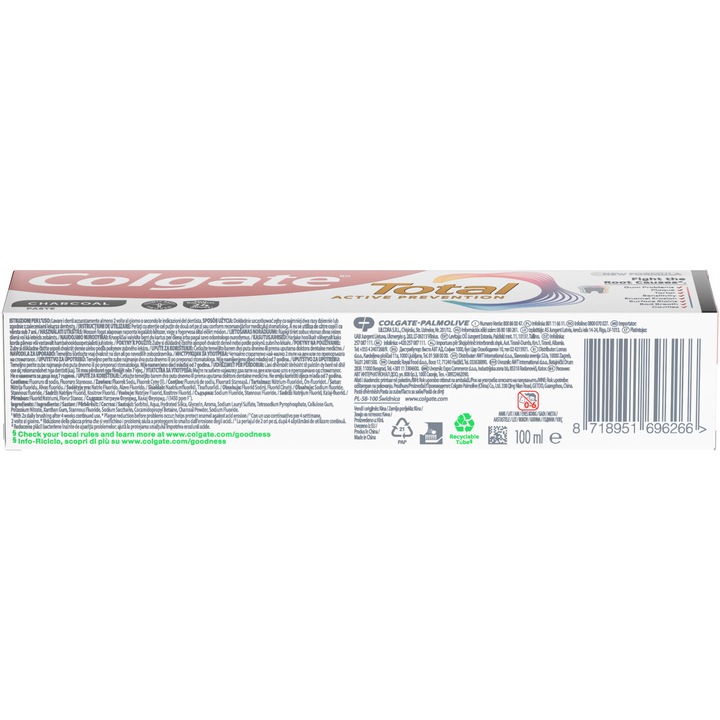 Pasta de dinti Colgate Total Charcoal & Clean pentru protectie si curatare completa, 100 ml